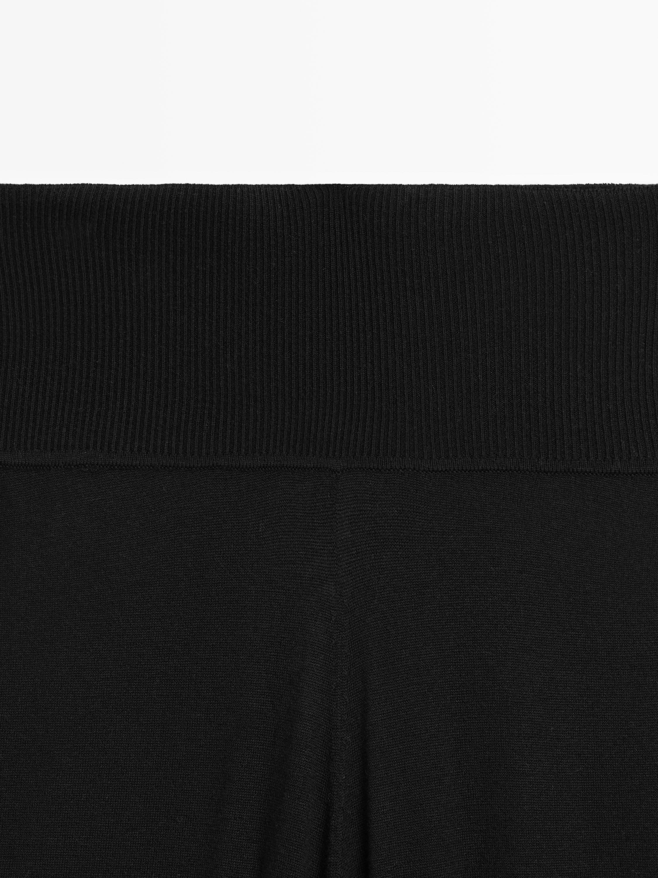 Wool blend knit sarouel trousers